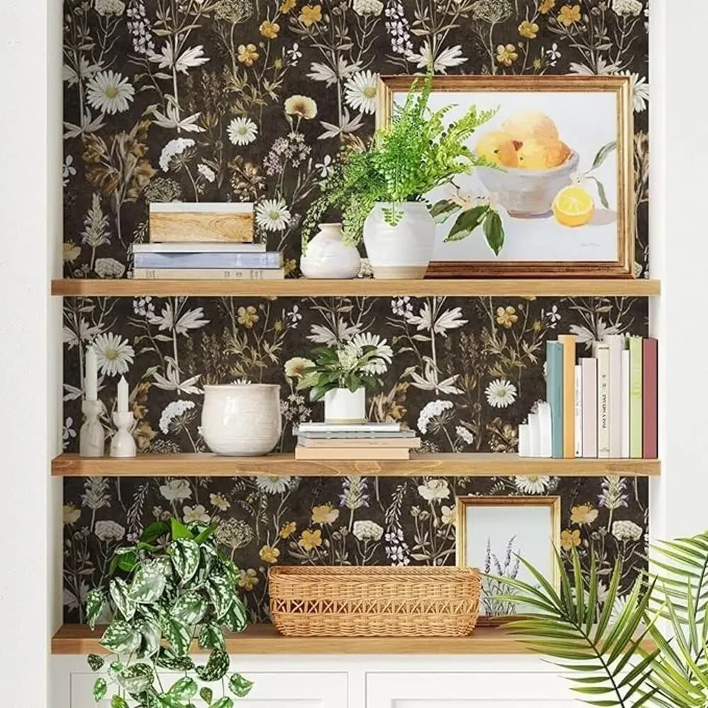 NEW Dark Vintage Floral Botanical Peel and Stick Wallpaper 17.7